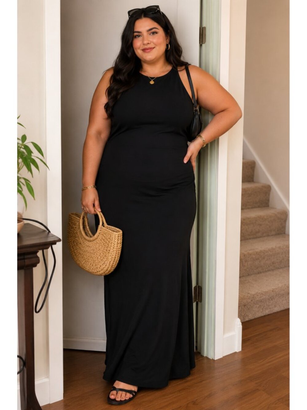 Black City Chic Sz 20 Halter Maxi Slip Dress